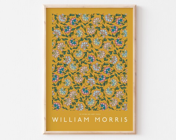 William Morris Mustard Yellow Floral Victoria Albert Museum Poster