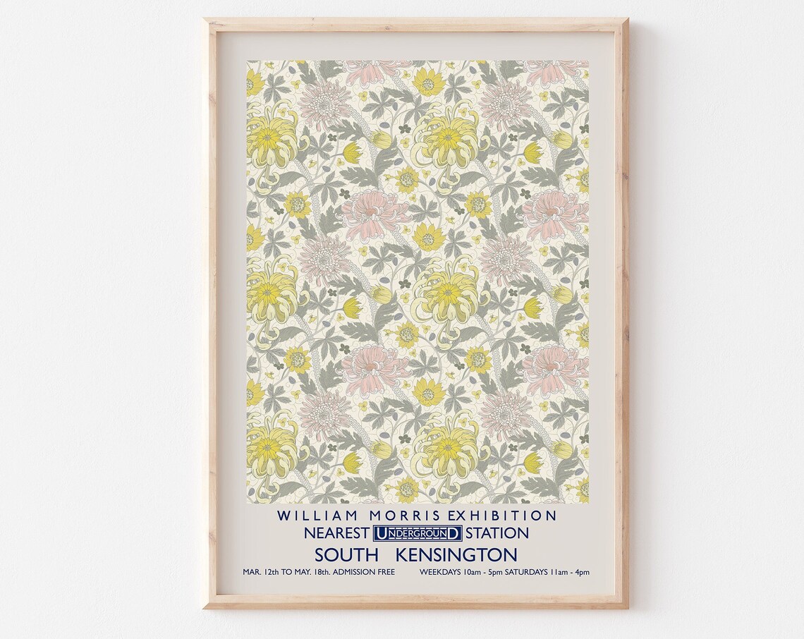 William Morris Exhibition Yellow Floral Vintage Poster For Elegant Home Decor