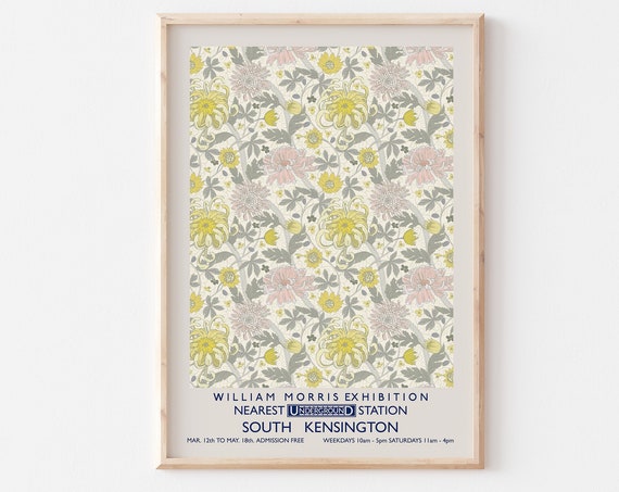 Pretty Yellow William Morris Print Morris Exhibition Poster Art Nouveau Wall Art A6 A5 A4 A3 A2 A1 A0 William Morris Floral Poster