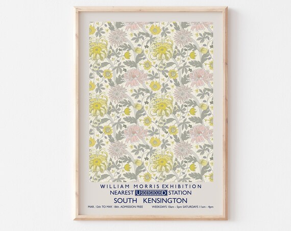 William Morris Exhibition Yellow Floral Vintage Poster For Elegant Home Decor