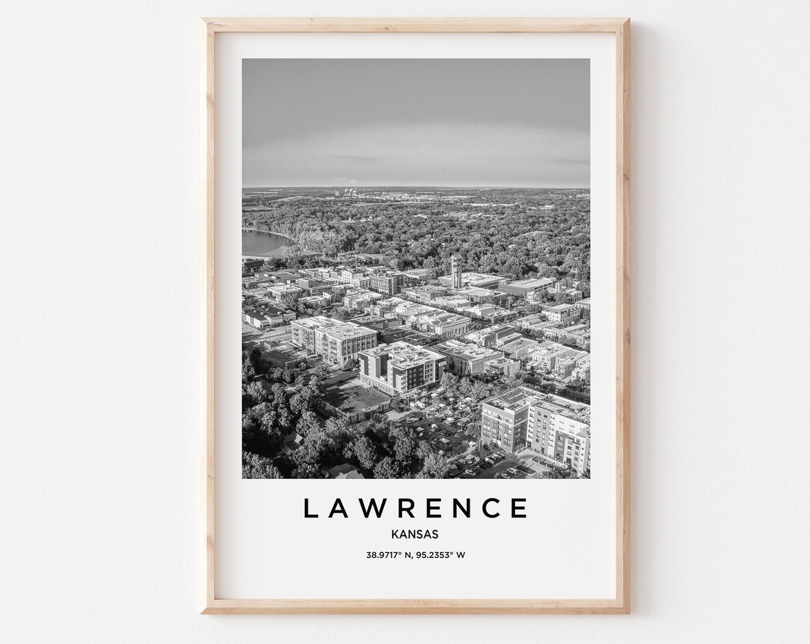 Lawrence Travel Poster Lawrence Print Lawrence Photo Print Black And White Photography Monochrome Travel Photography Kansas Travel
