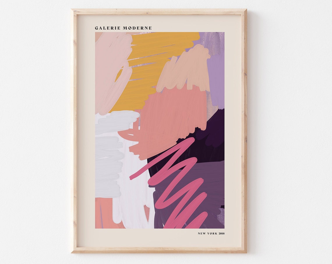 Galerie Moderne Purple Pink Orange Brushwork Eclectic Abstract Poster