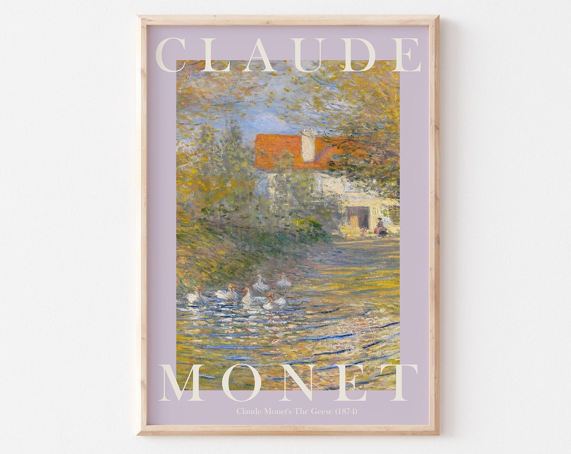 Claude Monet The Geese 1874 White Geese On Golden River Poster