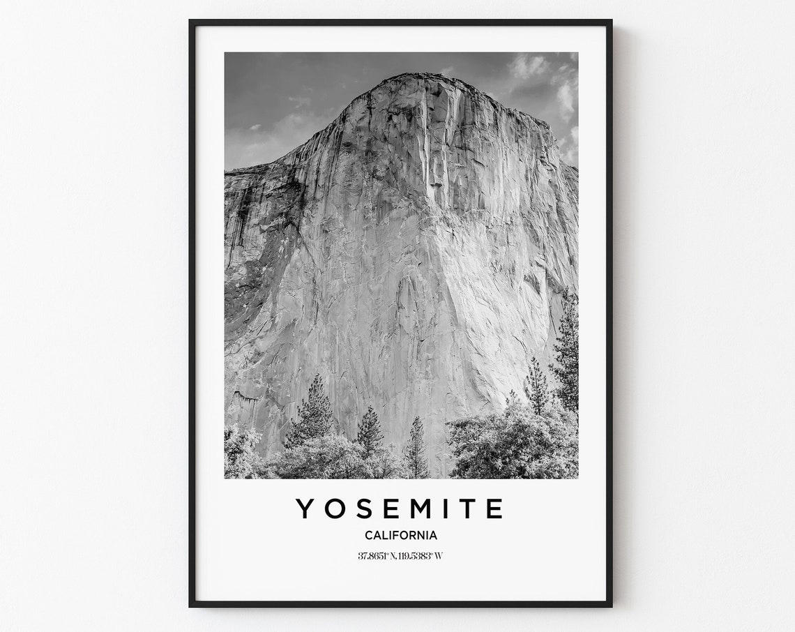 Yosemite Travel Poster Yosemite Print Yosemite Photo Print Black And White Photography Monochrome Travel Photography California Travel