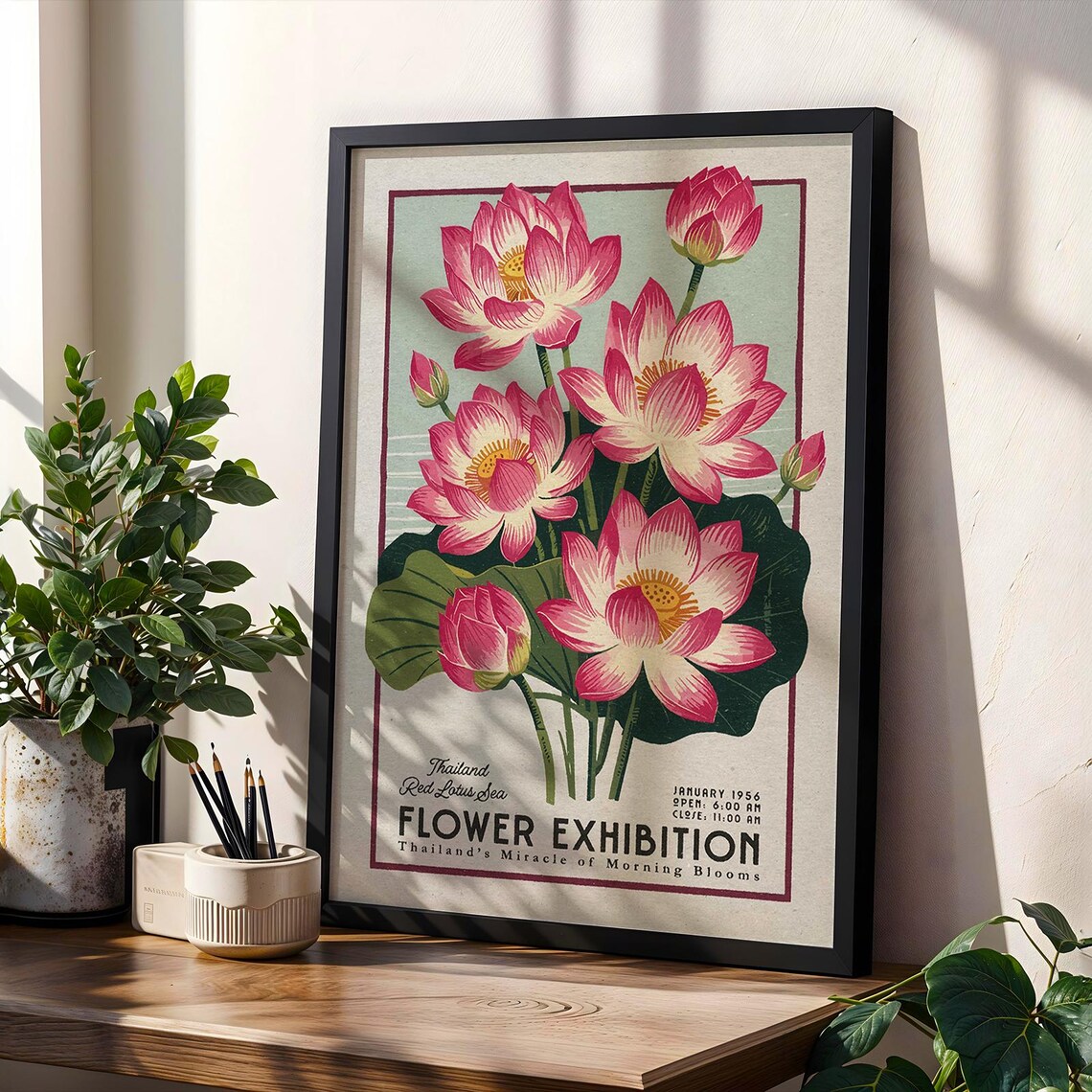 Flower Market Retro Thailand Botanical Art Print