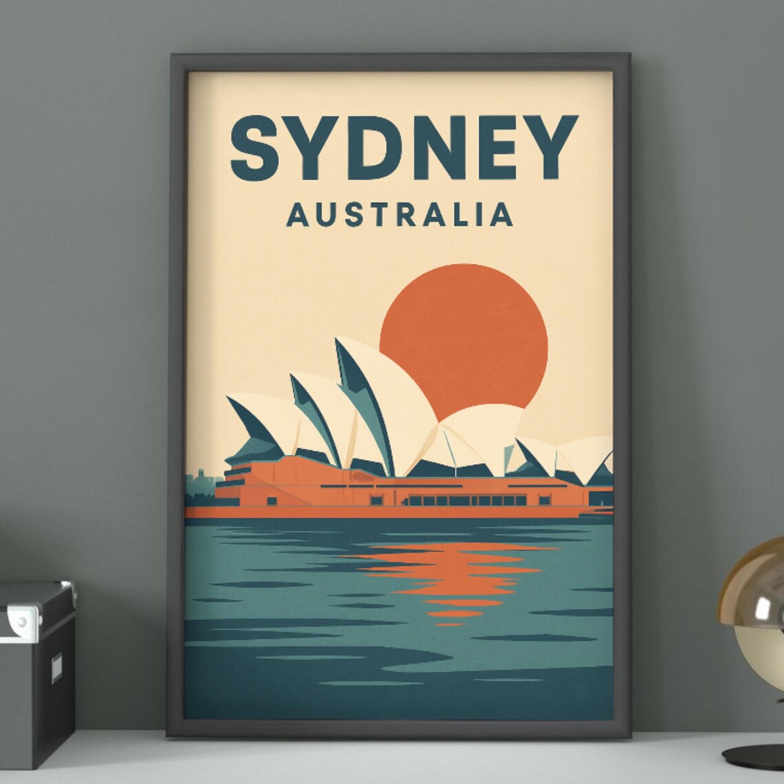 Sydney Australia Opera House Harbour Sunset Classic Vintage Poster