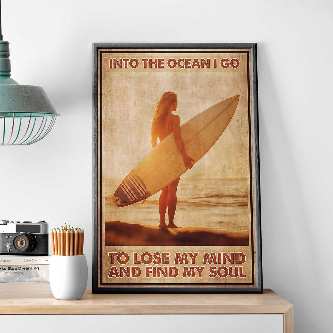 Surfer Girl At Sunset Into The Ocean Lose My Mind Soul Poster - Image 3