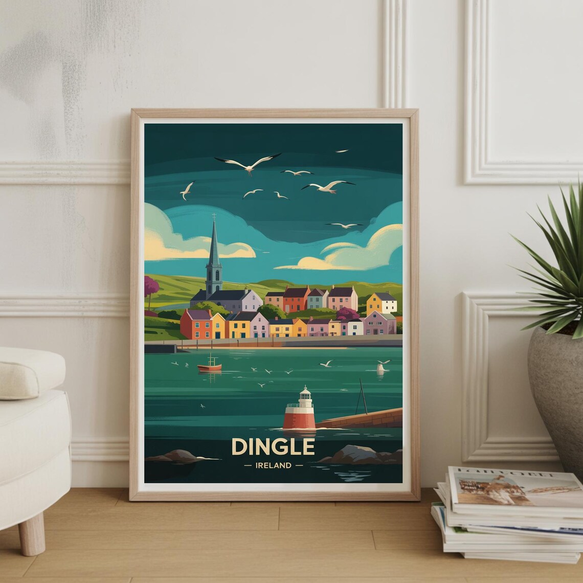 Dingle Ireland Vintage Travel Art Harbor Town Seaside Poster