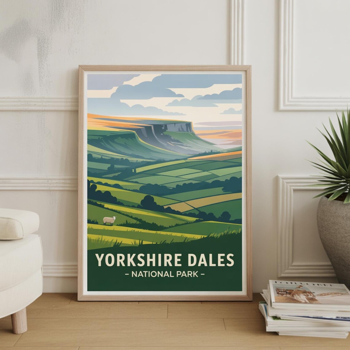 Yorkshire Dales National Park England Green Hills Travel Poster