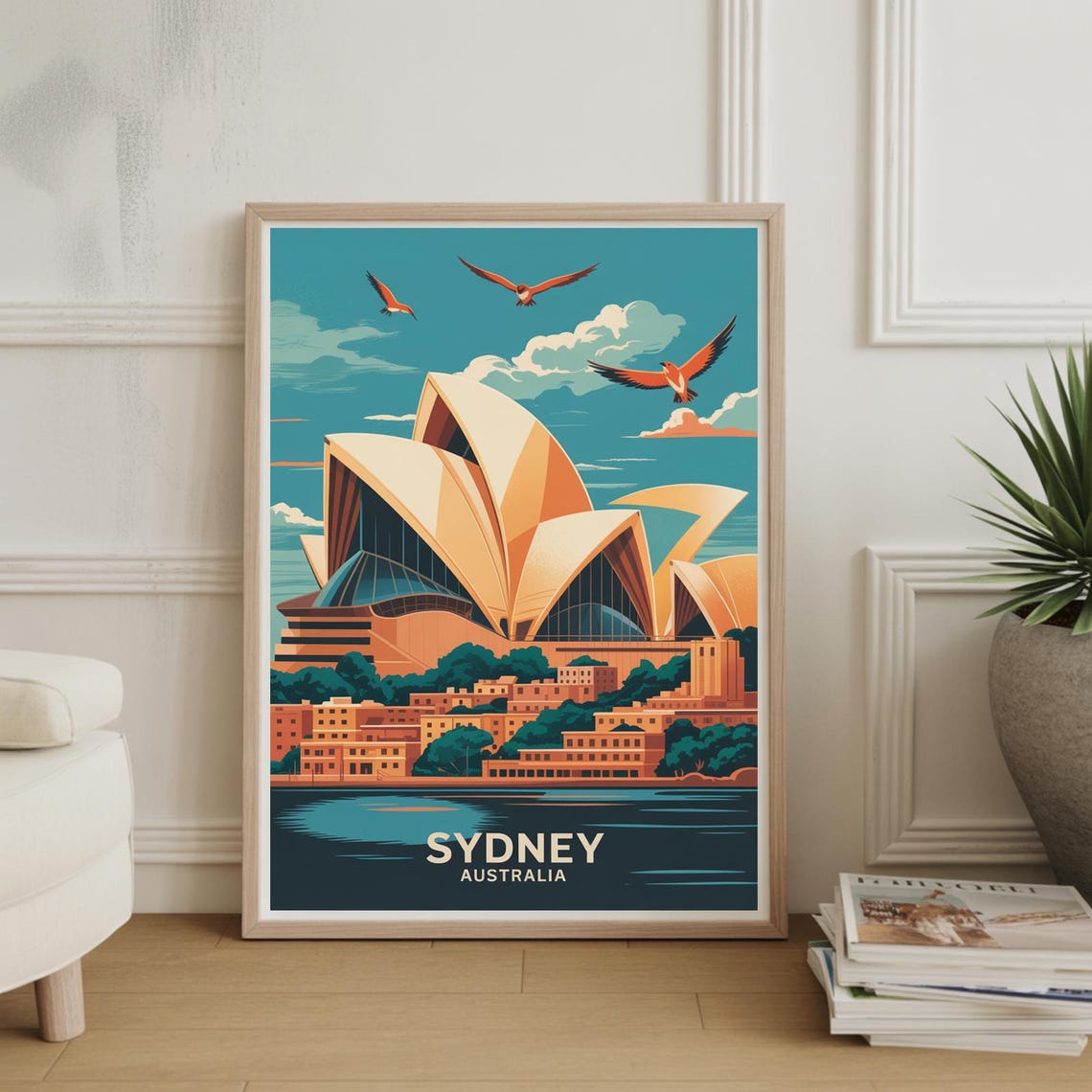Sydney Opera House Australia Vintage Harbour Travel Art Poster