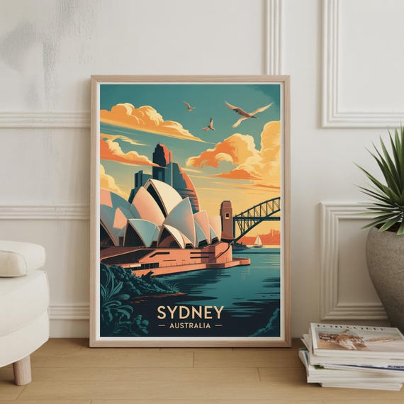 Sydney Cityscape Wall Art Australia Travel Poster Home Decor Office Decoration Gift For Travelers