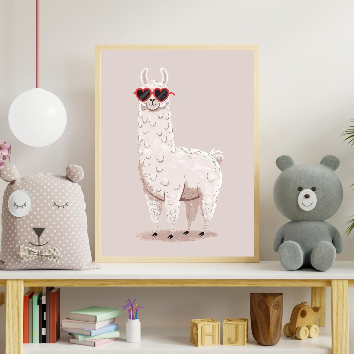 Funny Llama With Sunglasses, Nursery Animal Decor