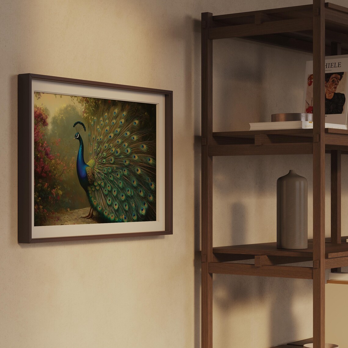 Peacock Colorful Fanned Tail Lush Garden Bird Display Art Poster - Image 2