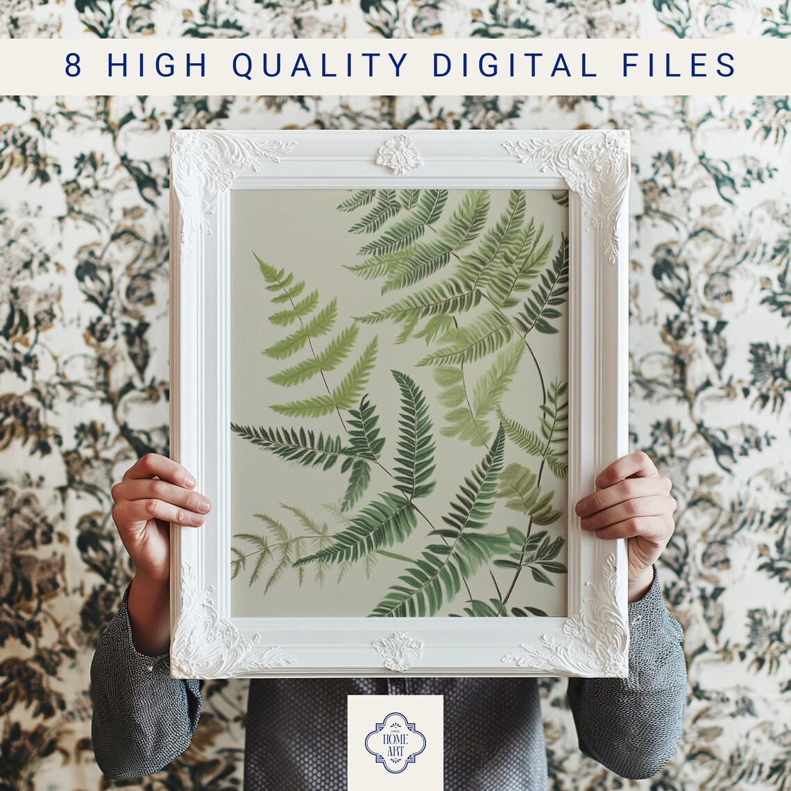 Lush Vintage Green Fern Botanical Antique Garden Leaf Wall Art - Image 3