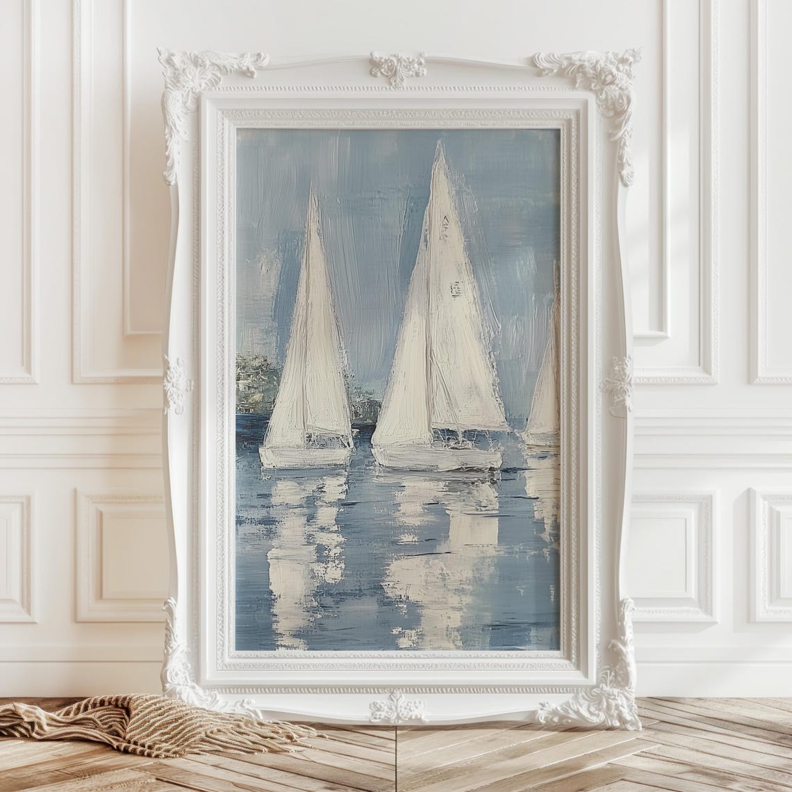 Sailboats Blue Water Nautical Regatta Ocean Sailing Art Poster