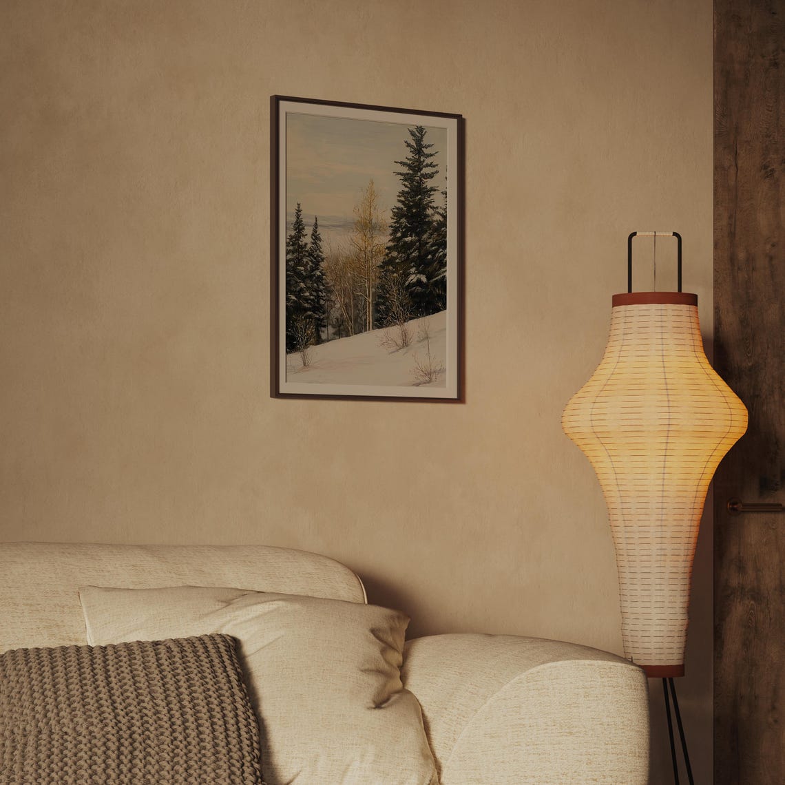 Snowy Winter Forest Hillside Vintage Landscape Oil Painting Poster - Image 2