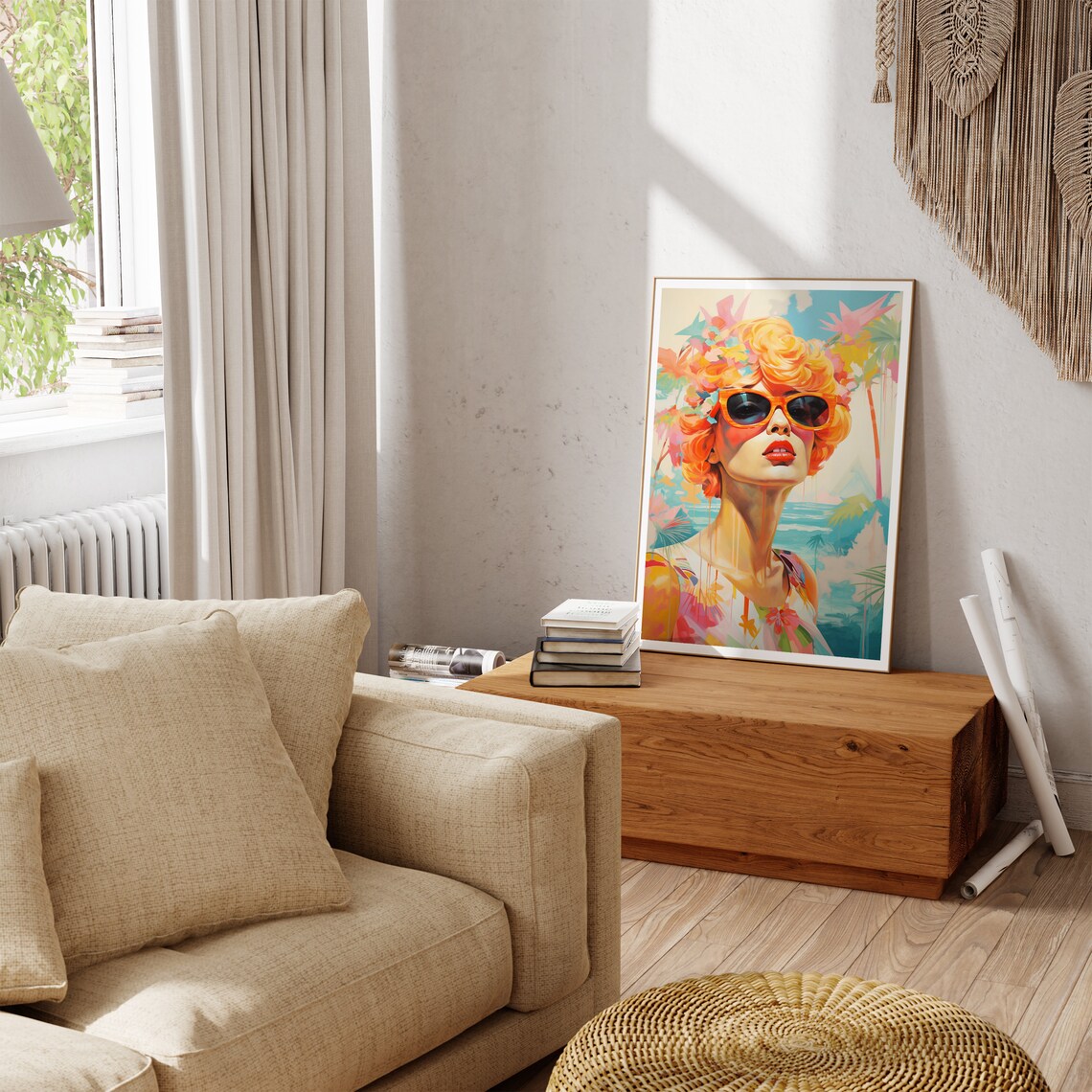 Retro Woman with Sunglasses Portrait Poster in Vibrant Pop Art Style - Image 2