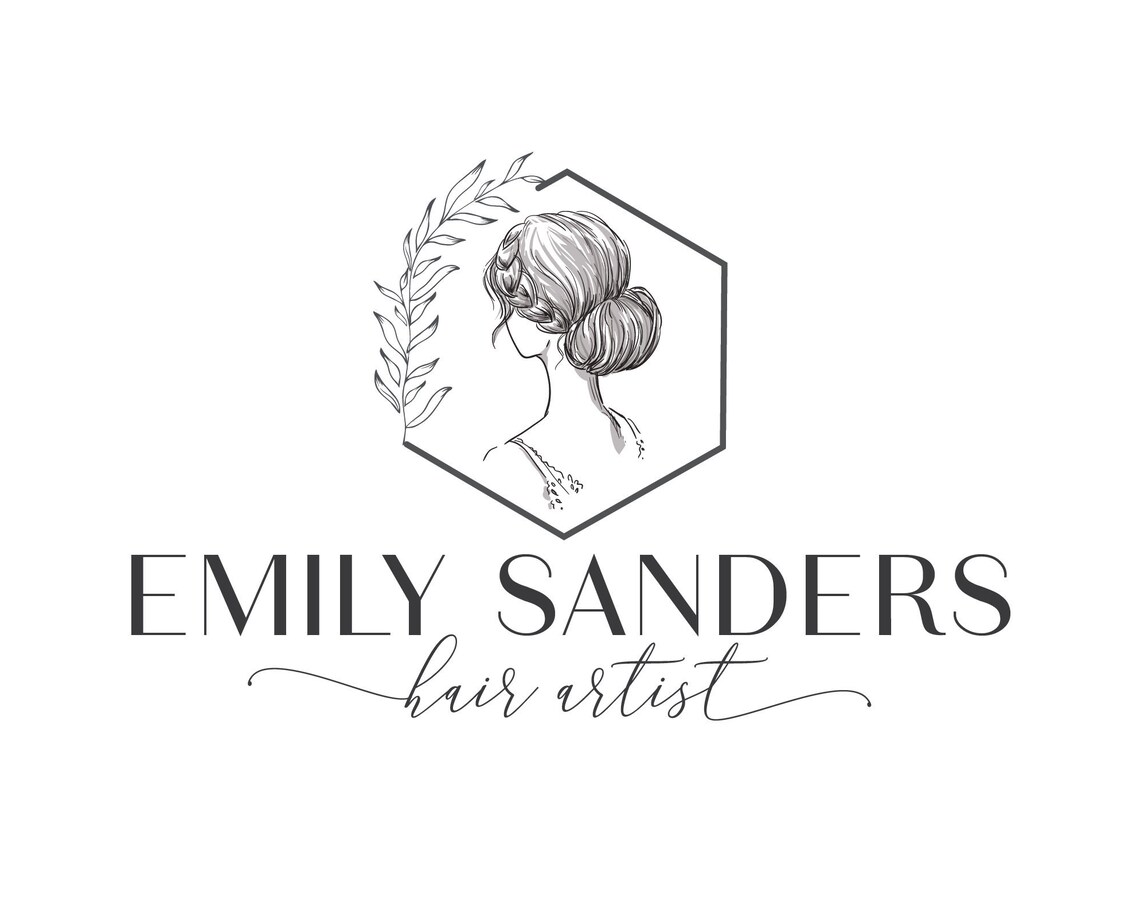 Emily Sanders Hair Artist Woman Silhouette Hexagon Logo Design Poster