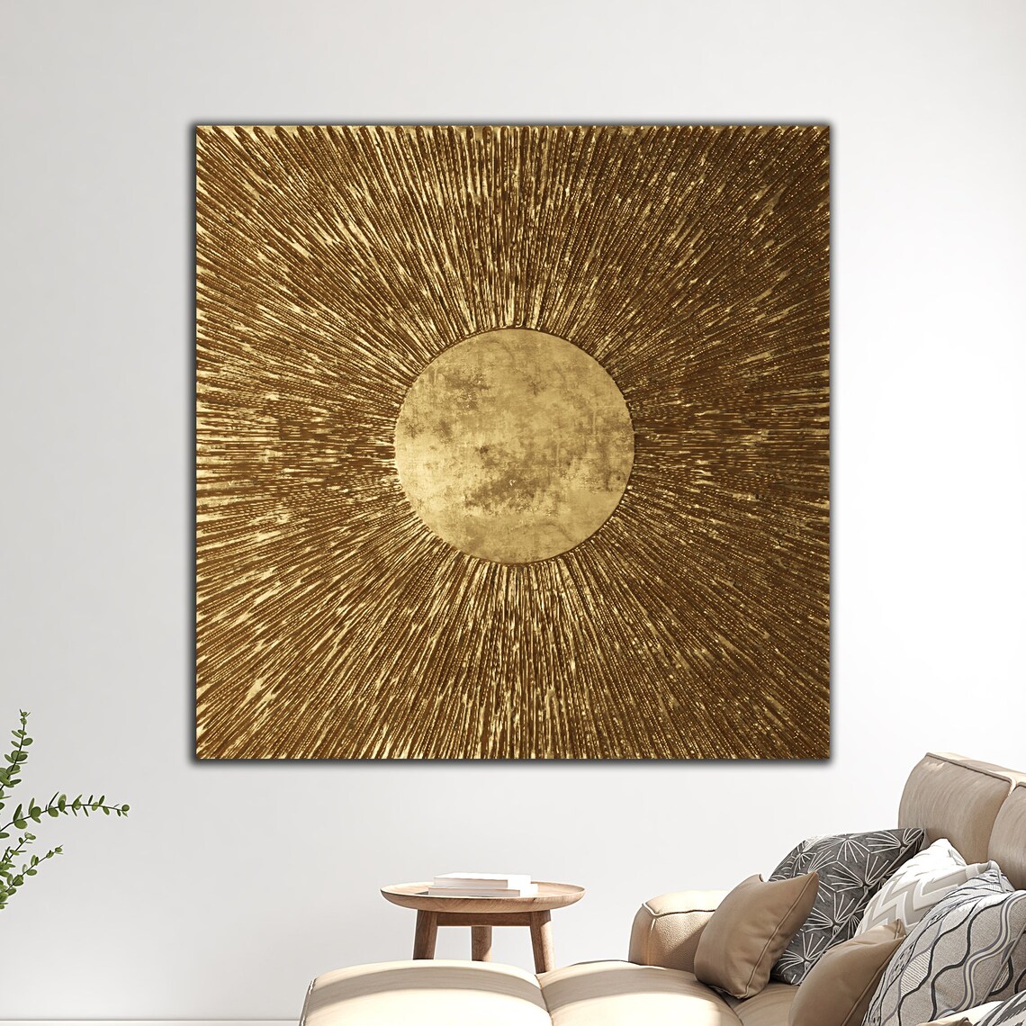 Gold Abstract Rings Art Print, Modern Wall Decor