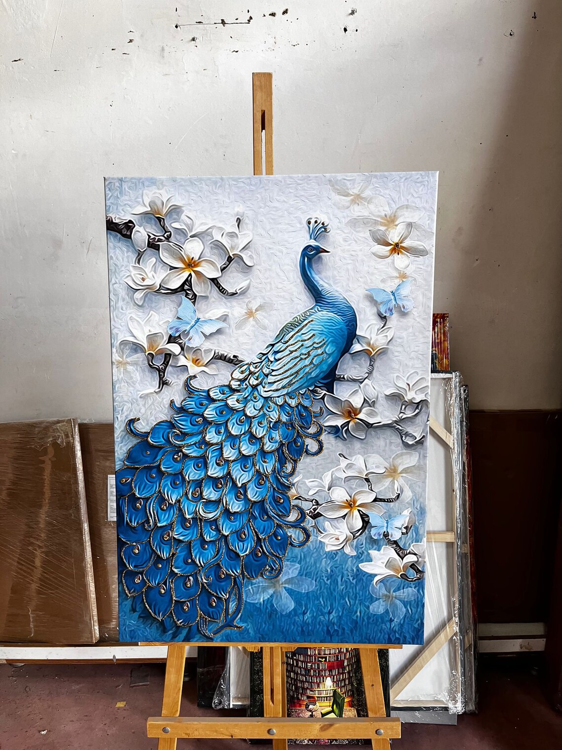 Blue Peacock Painting, Peacock Art Print