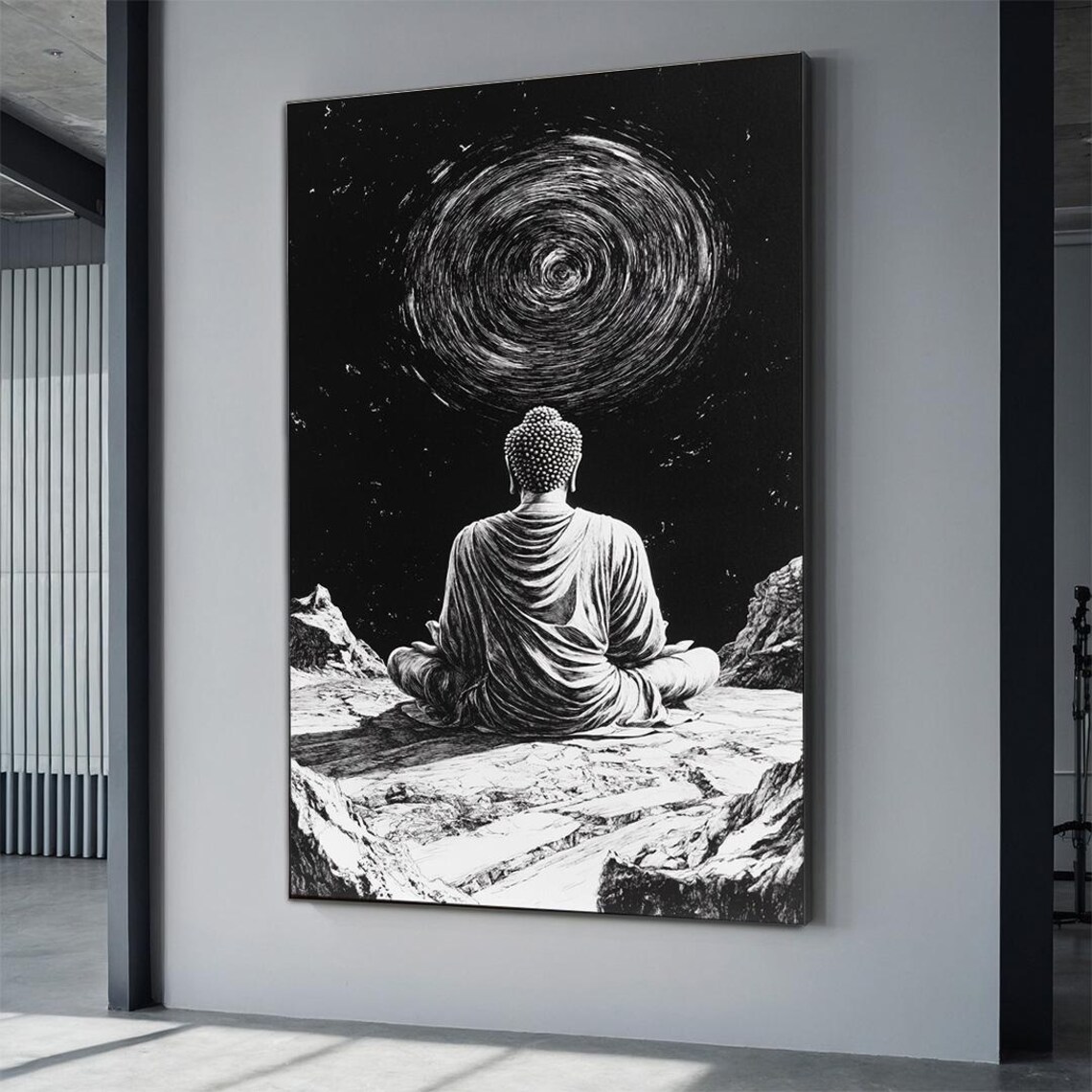 Praying Buddha In The Sky, Religious Painting