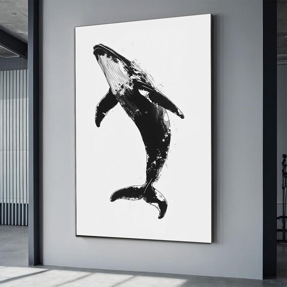 Whale Shark Art Print Black And White Whale Shark Wall Art Underwater Artwork Modern Home Decor Sea Life Art