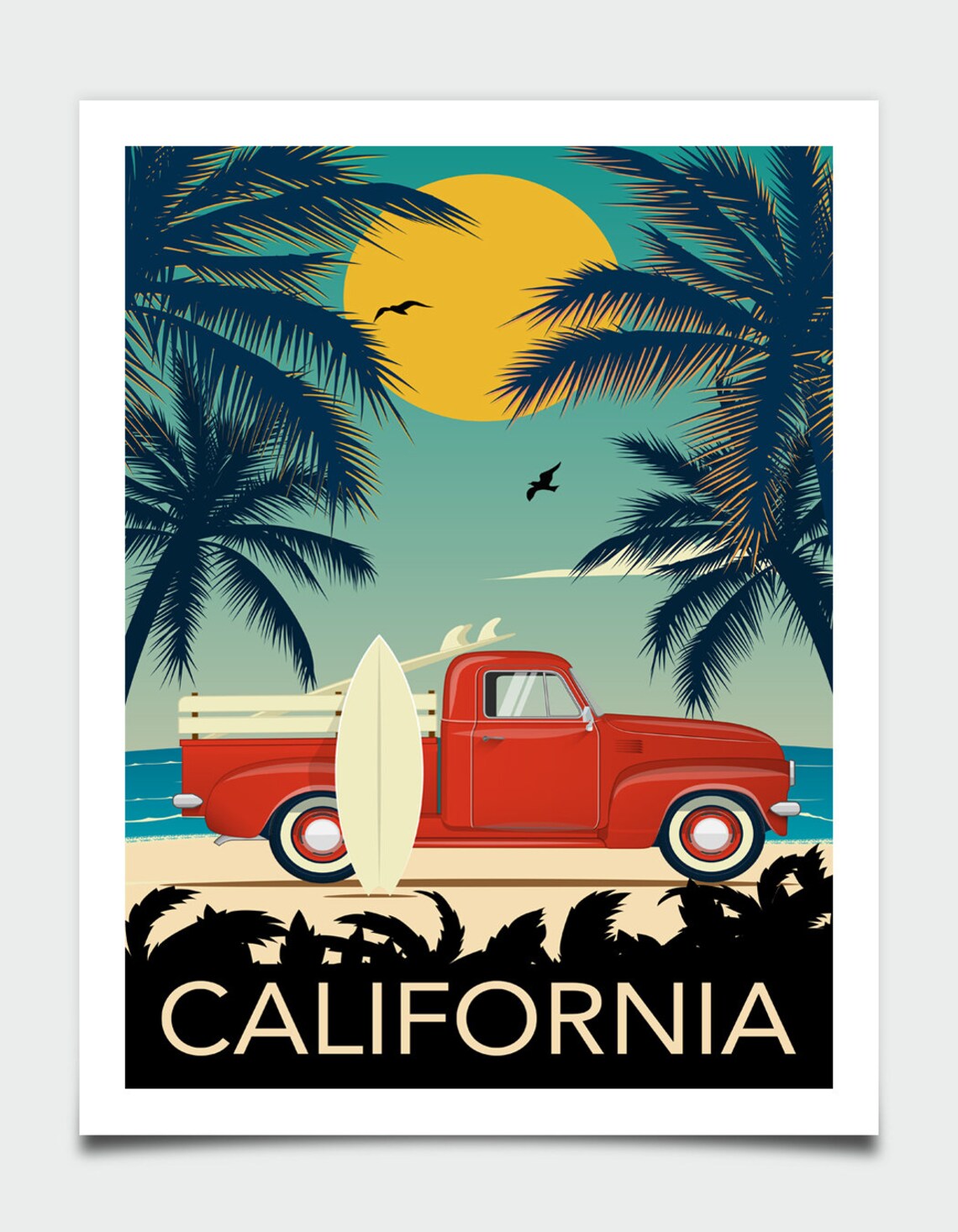 California Retro Travel Poster, Coastal Wall Art - Image 3