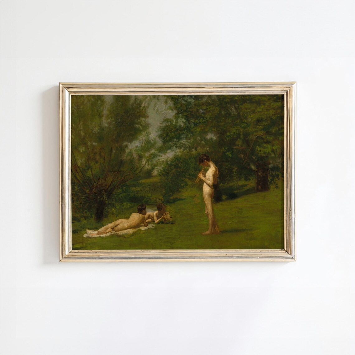 Whimsical Forest Scene Vintage Painting, Landscape