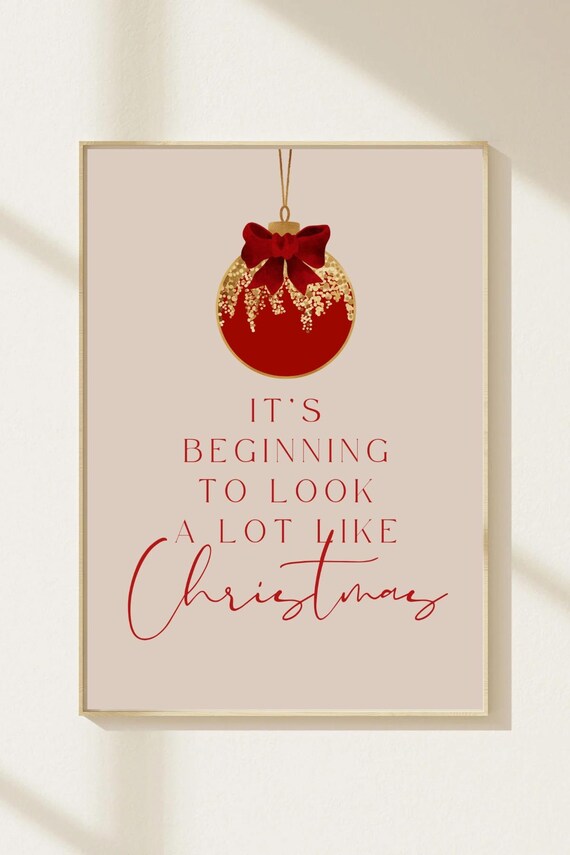 Its Beginning To Look A Lot Like Christmas Beige Ornament Poster