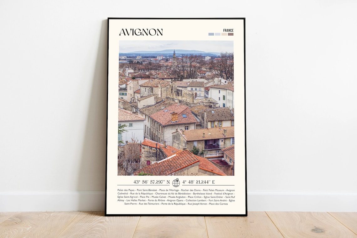 Avignon France Old Town Rooftops Panoramic Photography Travel Poster