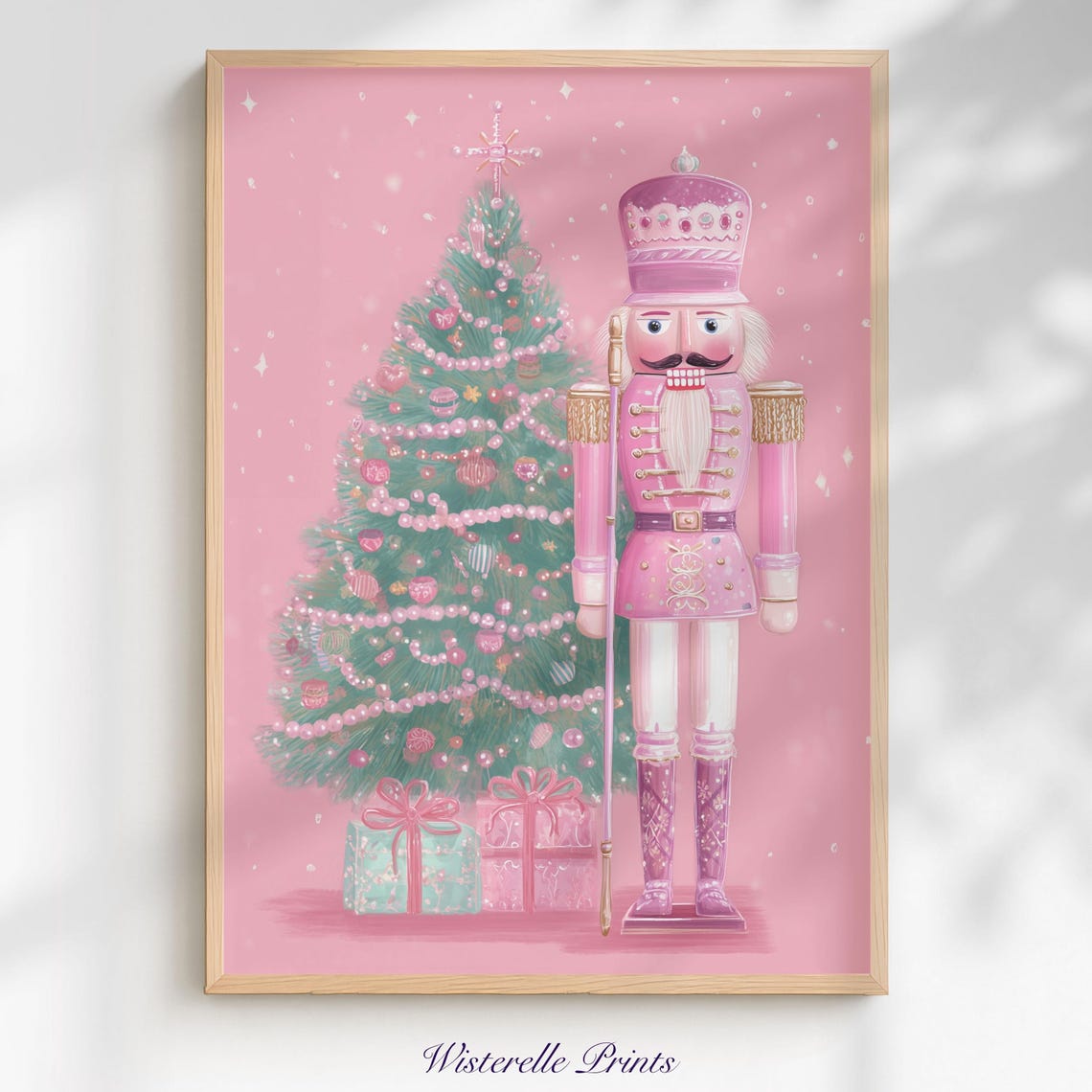 Pink Nutcracker Soldier Christmas Tree Coquette Holiday Decor Poster
