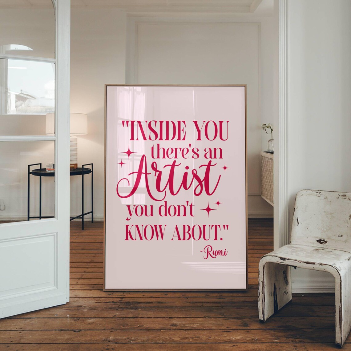 Inside You There Is An Artist Rumi Quote Pink Inspirational Poster Decor - Image 2