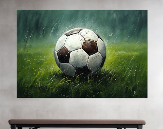 Soccer Ball Print Abstract Soccer Painting Game Room Decor Soccer Wall Art Sport Bar Wall Decor Framed And Ready To Hang
