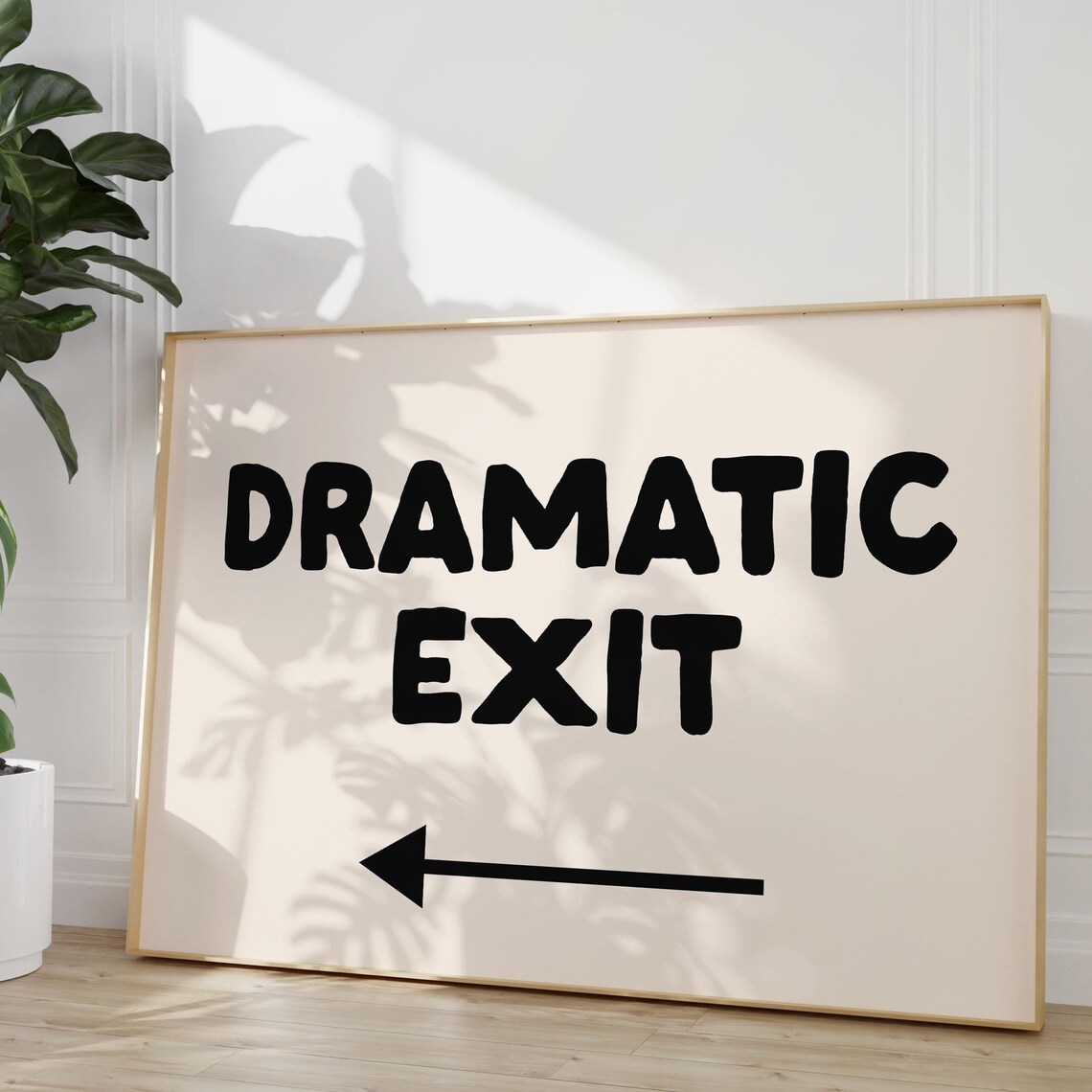 Dramatic Exit Arrow Pointing Left, Funny Entryway Print