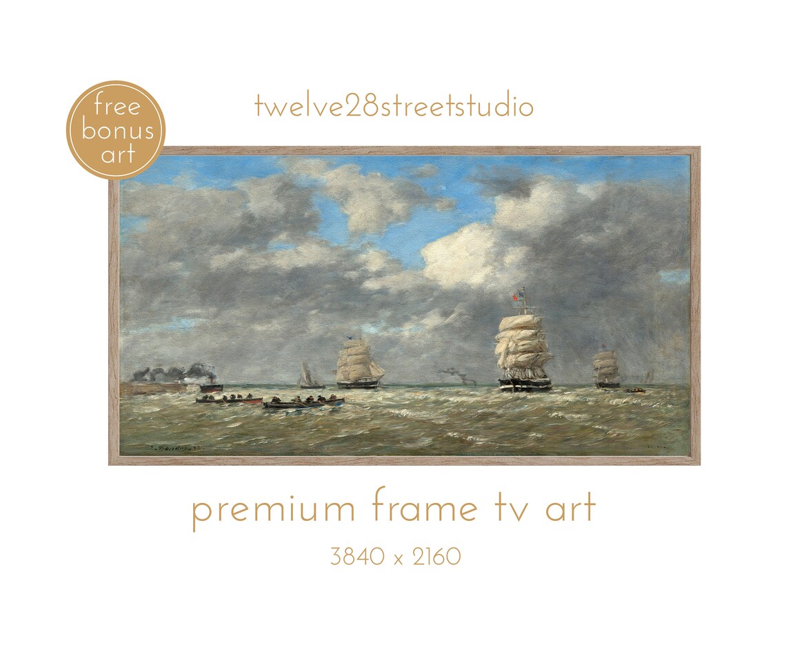 Eugene Boudin Le Havre Tall Ships Vintage Seascape Oil Art Poster