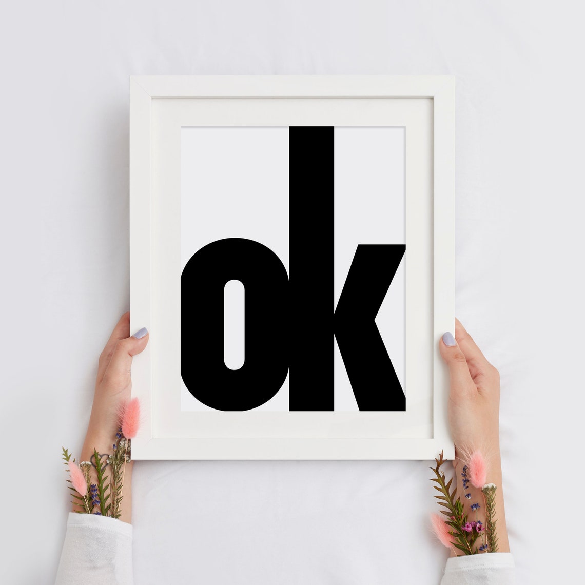 OK Bold Big Letter Typography Modern Minimalist Black White Poster - Image 4