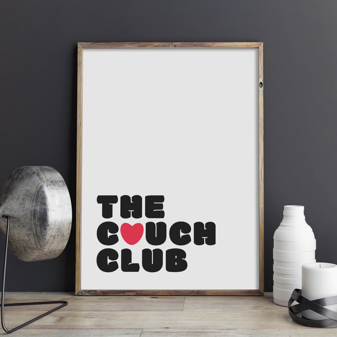 The Couch Club Funny Retro Heart Typography Living Room Poster - Image 2
