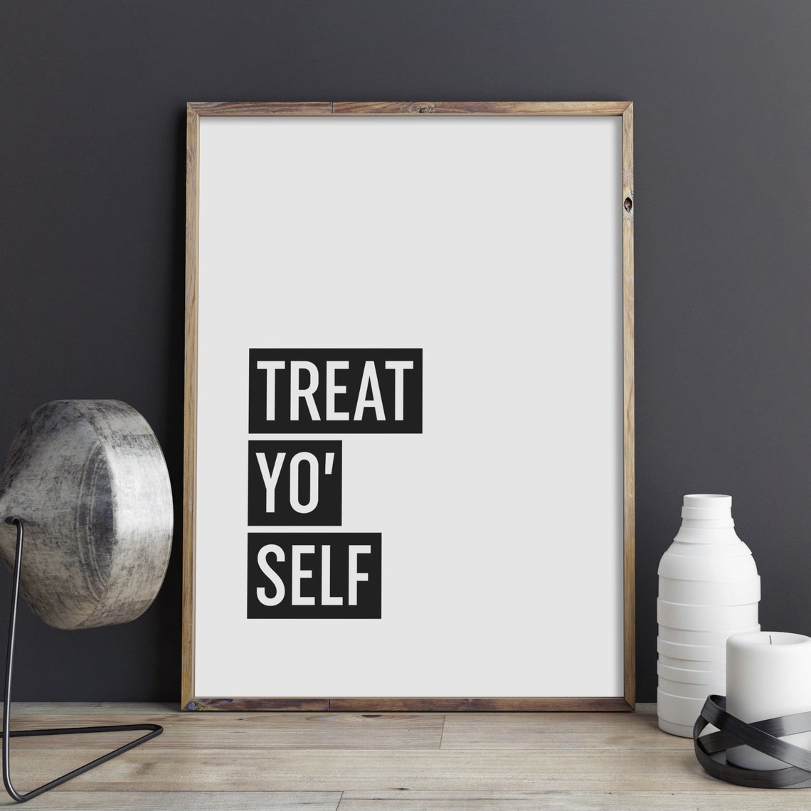 Treat Yo Self Self Care Quote Poster Bold Block Typography Gift - Image 2