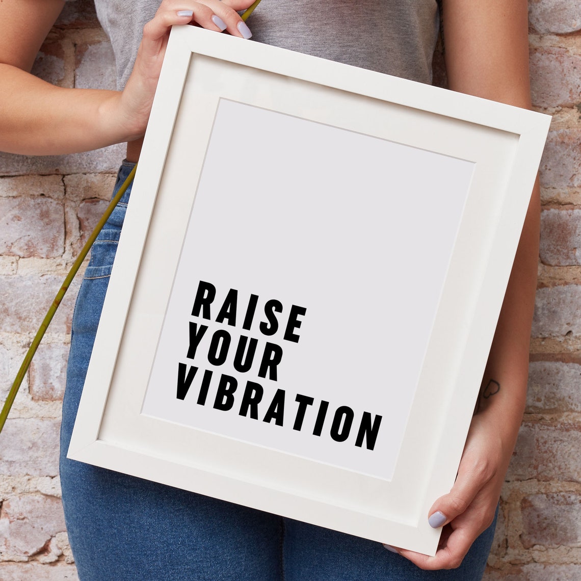 Raise Your Vibration Positive Energy Minimalist Quote Poster - Image 2