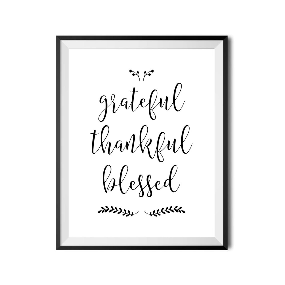 Grateful Thankful Blessed Script Botanical Thanksgiving Quote Poster - Image 4