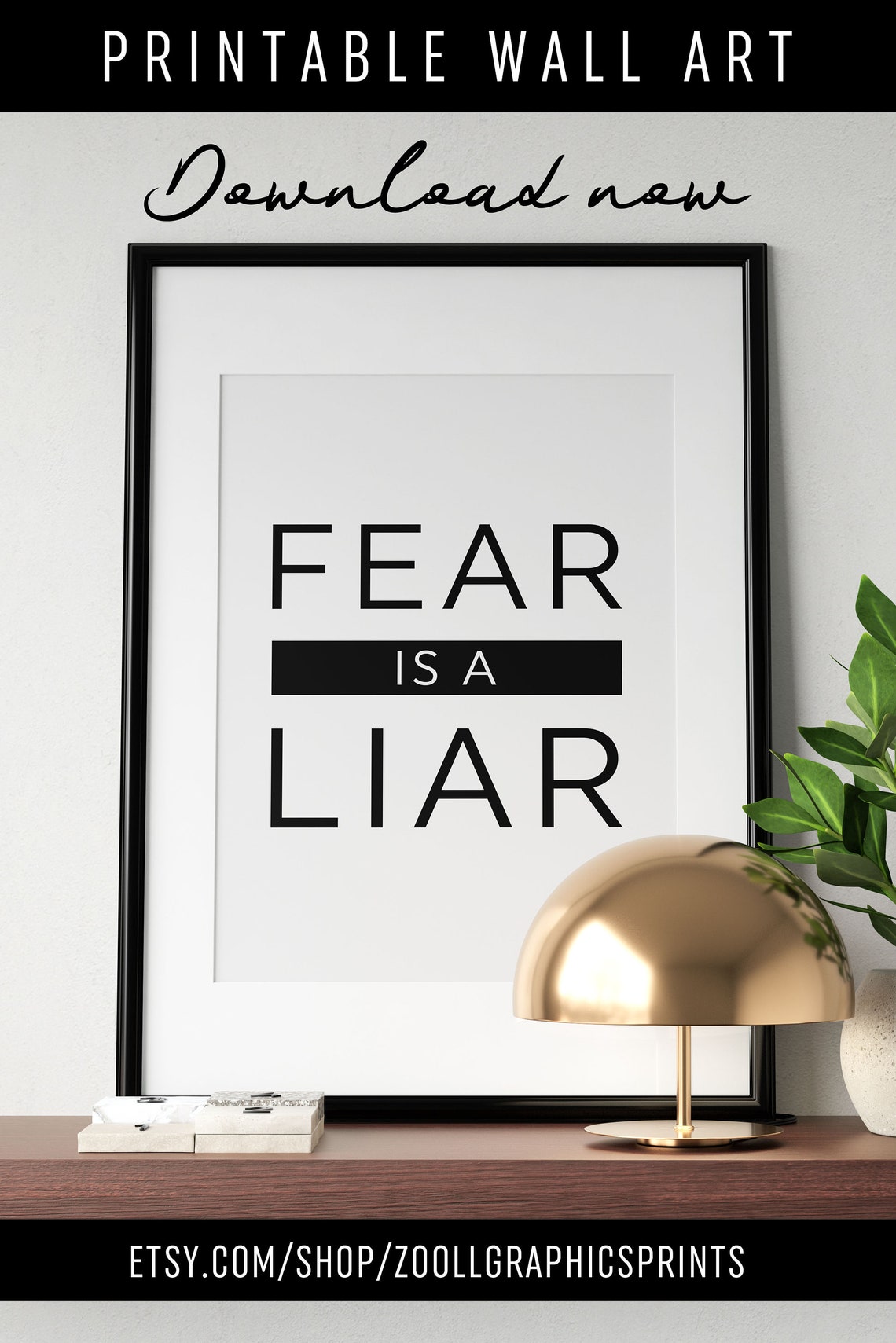 Fear Is A Liar Bold Anti Anxiety Mental Health Quote Decor Poster - Image 2