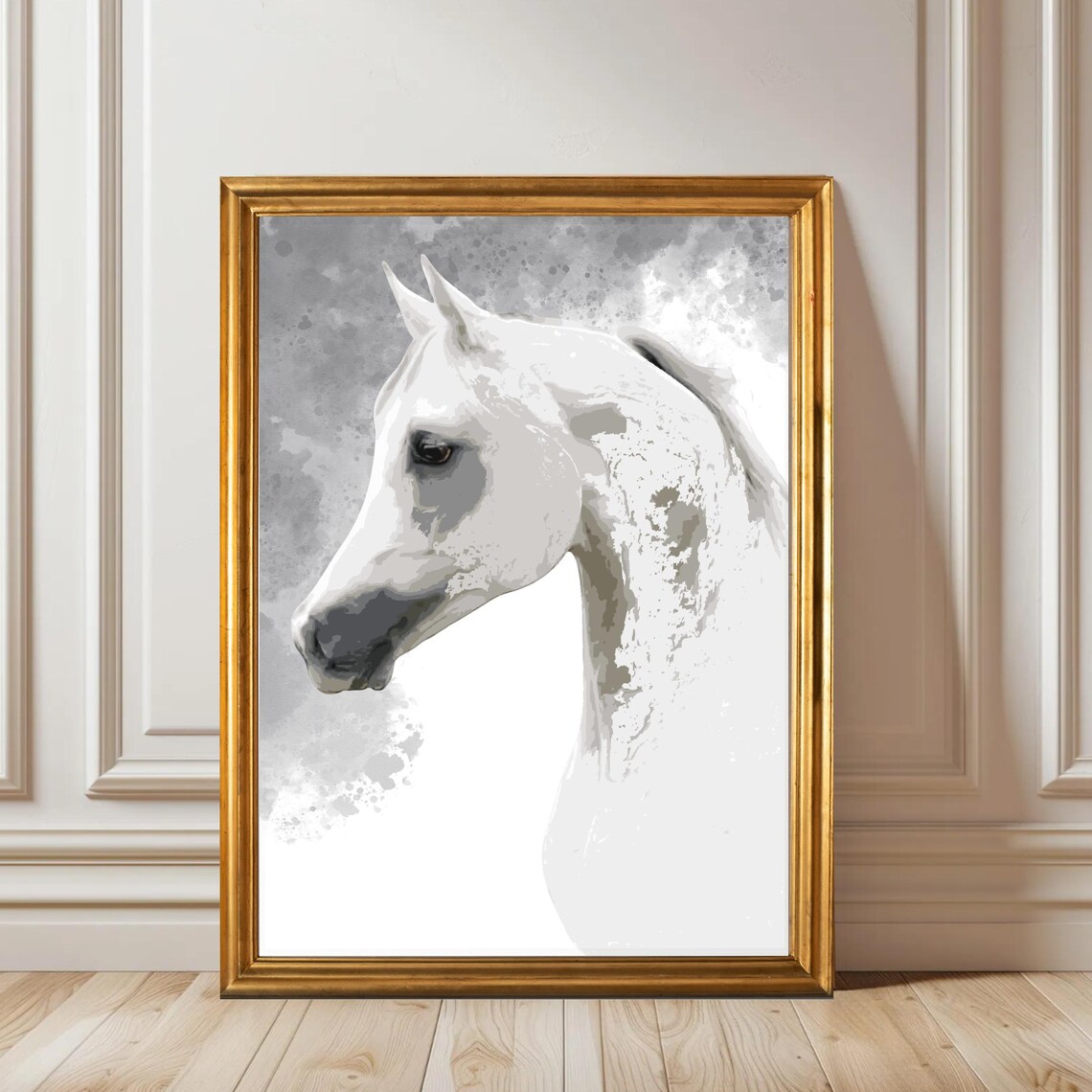 Arabian Horse Wall Art Elegant White Horse Print Modern Farmhouse Animal Poster Equestrian Decor Country Home Style Horse Lover Gift - Image 3