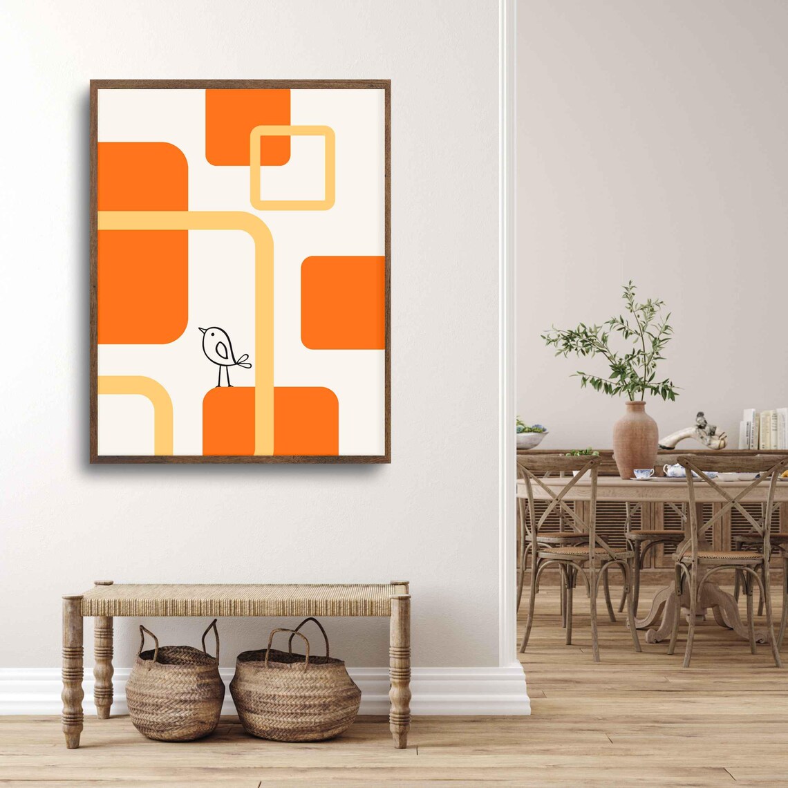 Bird Wall Art, Minimalist Geometric Mid-Century Decor - Image 3