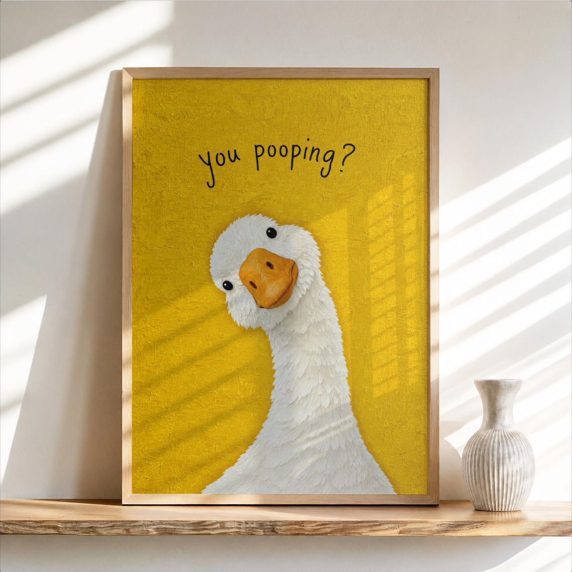Funny You Poopin Goose Bathroom Sign Quirky Restroom Decor Humorous Farm Animal Poster Geese Wall Art Print Gift