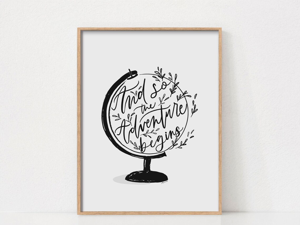Minimalist Adventure Globe Art Print, Nursery Decor