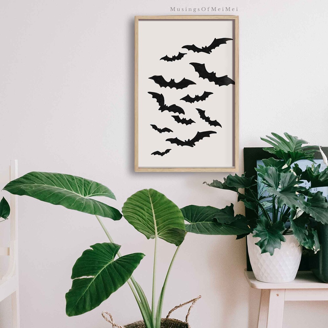 Halloween Bat Art Print, Neutral Minimalist Decor - Image 2