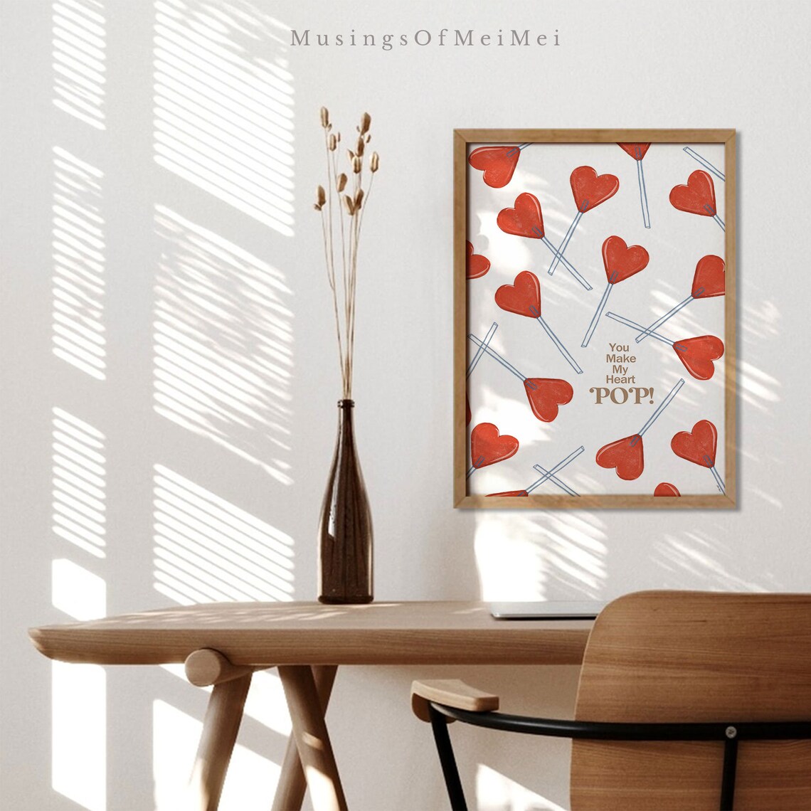 Heart Lollipop Art Print, Cute Valentine's Decor - Image 3