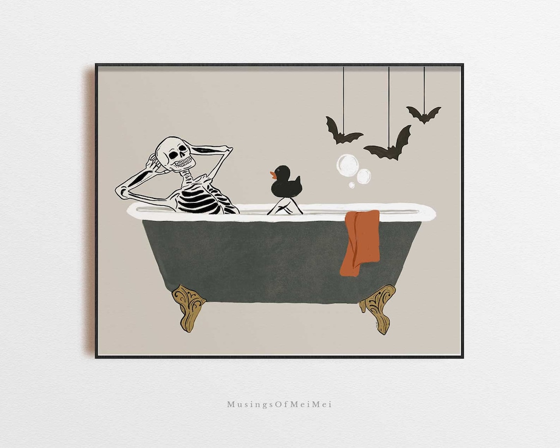 Halloween Skeleton Bathroom Poster, Funny Decor - Image 2