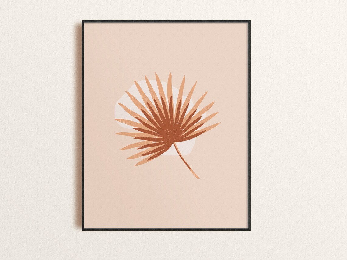 Boho Fan Palm Botanical Art Print, Minimalist Decor
