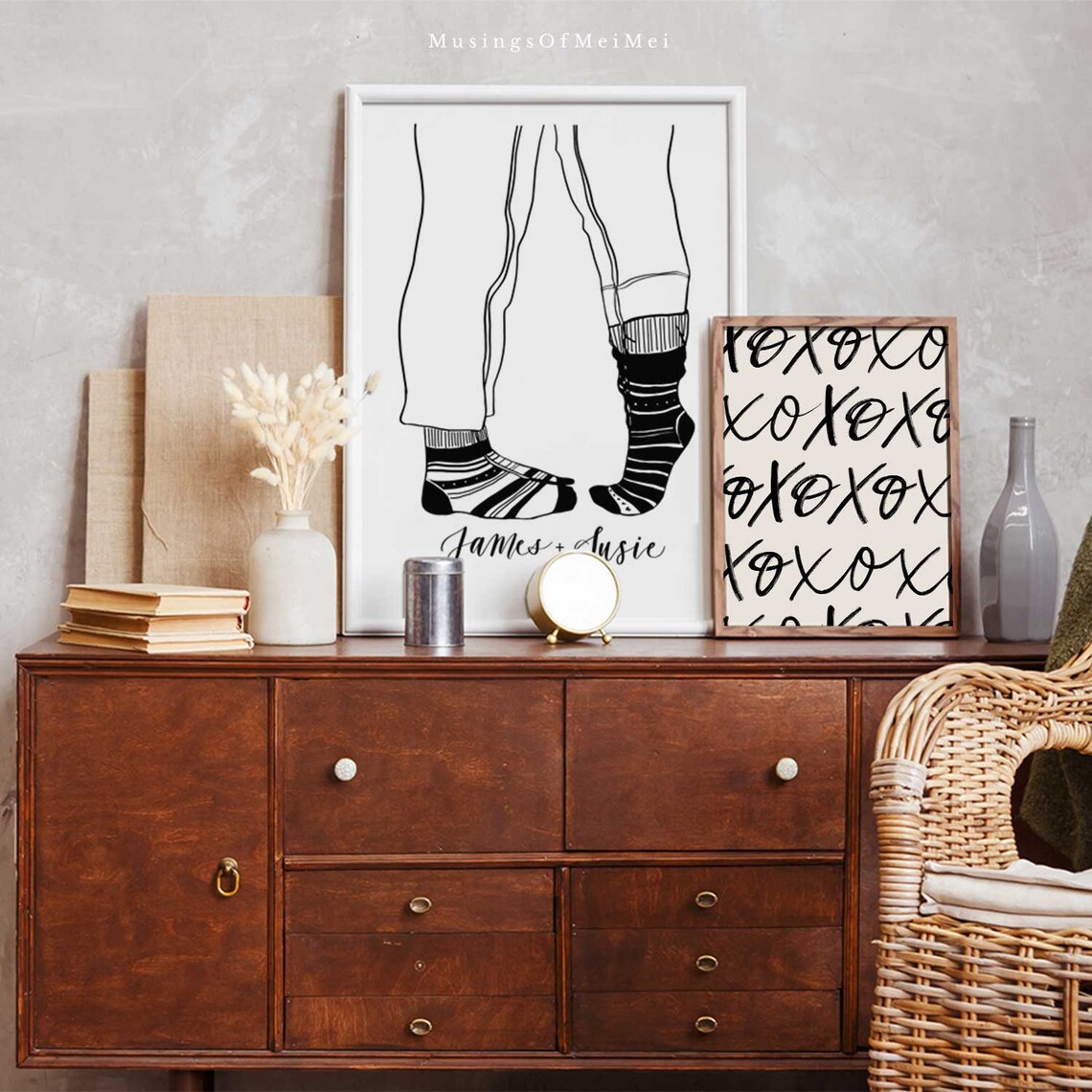 Custom Couple Portrait Valentine Print, Personalized - Image 3